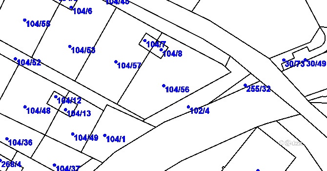 Parcela st. 104/56 v KÚ Malé Březno, Katastrální mapa