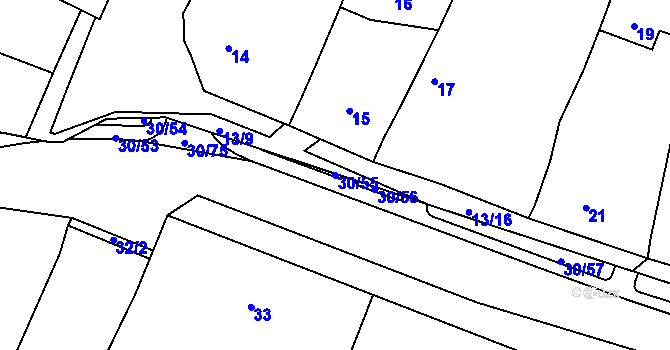 Parcela st. 30/55 v KÚ Malé Březno, Katastrální mapa