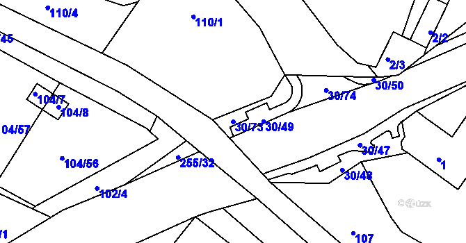 Parcela st. 30/73 v KÚ Malé Březno, Katastrální mapa