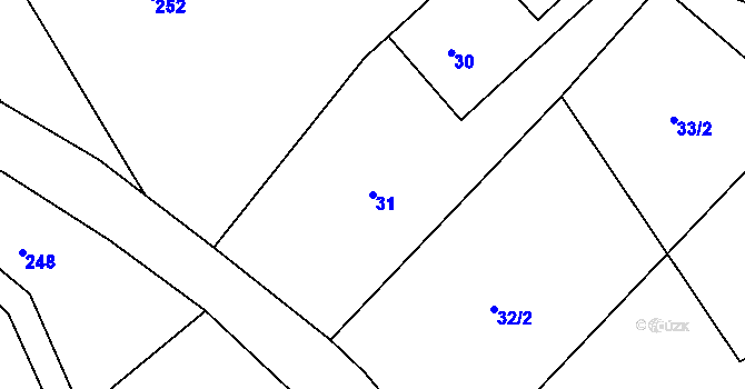 Parcela st. 31 v KÚ Leština u Malého Března, Katastrální mapa