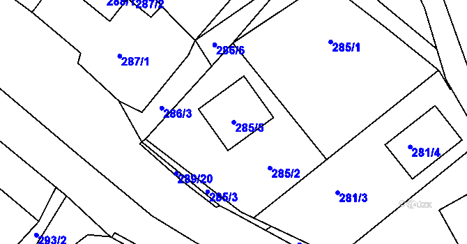 Parcela st. 285/5 v KÚ Leština u Malého Března, Katastrální mapa