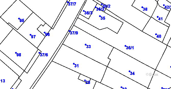 Parcela st. 33 v KÚ Malé Březno nad Labem, Katastrální mapa