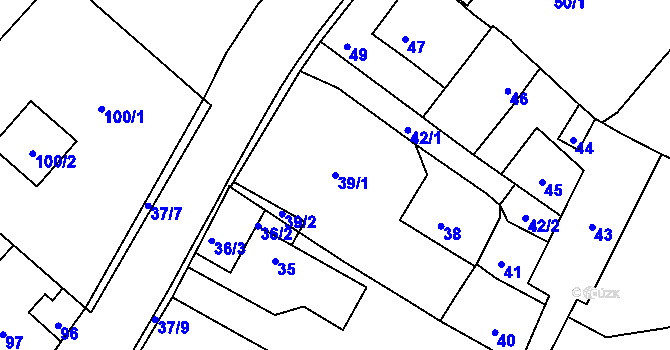 Parcela st. 39/1 v KÚ Malé Březno nad Labem, Katastrální mapa