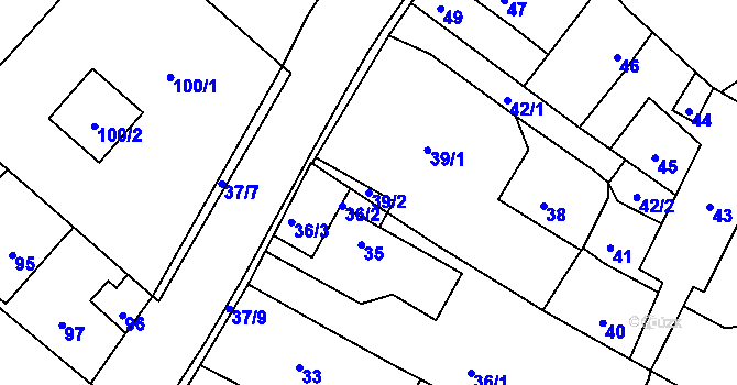 Parcela st. 39/2 v KÚ Malé Březno nad Labem, Katastrální mapa