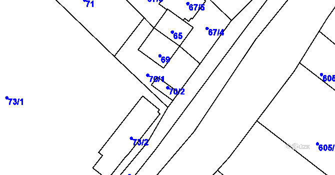 Parcela st. 70/2 v KÚ Malé Březno nad Labem, Katastrální mapa
