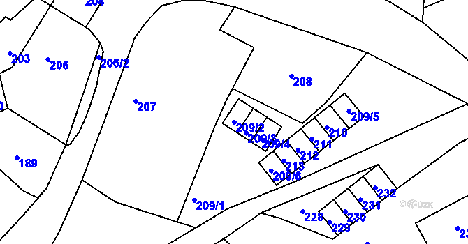 Parcela st. 209/2 v KÚ Malé Březno nad Labem, Katastrální mapa