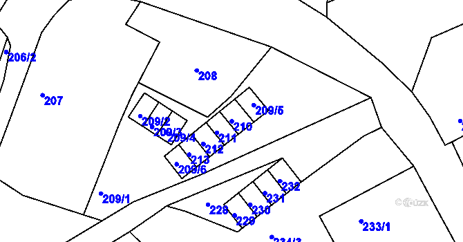 Parcela st. 210 v KÚ Malé Březno nad Labem, Katastrální mapa