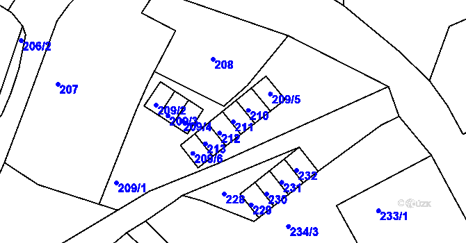 Parcela st. 211 v KÚ Malé Březno nad Labem, Katastrální mapa