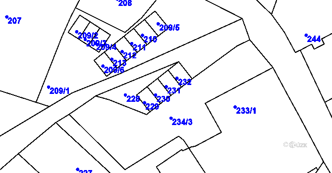 Parcela st. 231 v KÚ Malé Březno nad Labem, Katastrální mapa