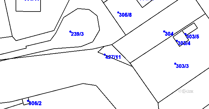 Parcela st. 427/11 v KÚ Malé Březno nad Labem, Katastrální mapa