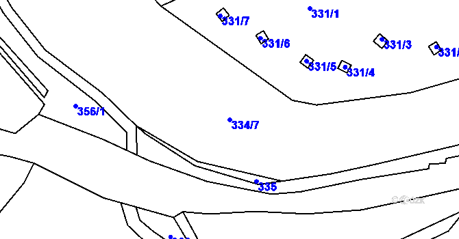 Parcela st. 334/7 v KÚ Malé Březno nad Labem, Katastrální mapa