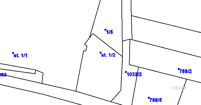 Parcela st. 1/2 v KÚ Malé Heraltice, Katastrální mapa