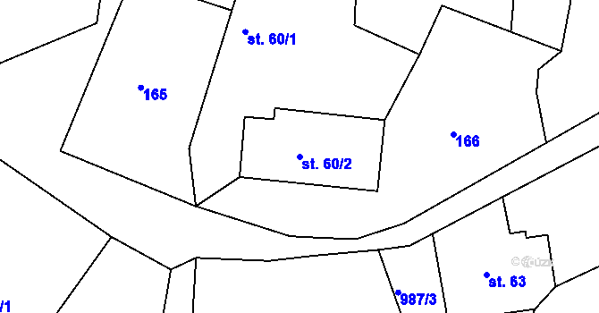Parcela st. 60/2 v KÚ Malé Heraltice, Katastrální mapa