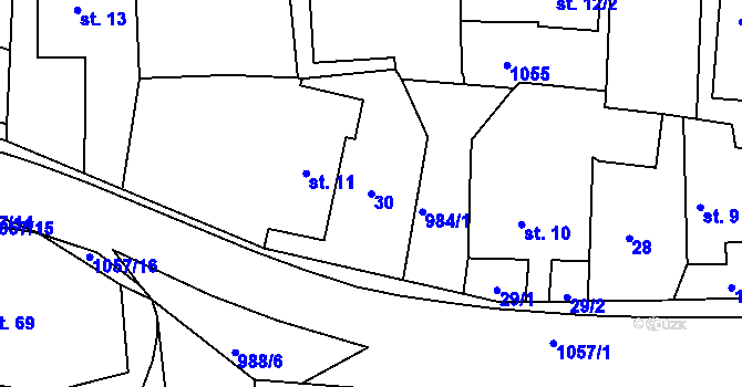 Parcela st. 30 v KÚ Malé Heraltice, Katastrální mapa