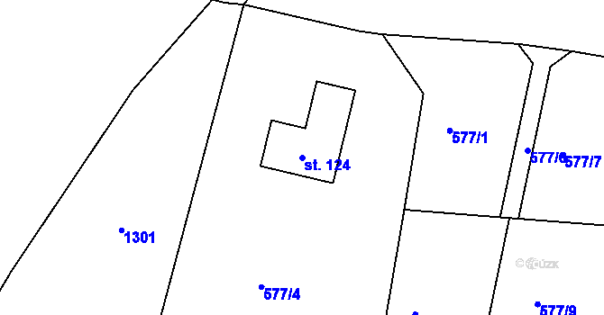 Parcela st. 124 v KÚ Malé Heraltice, Katastrální mapa