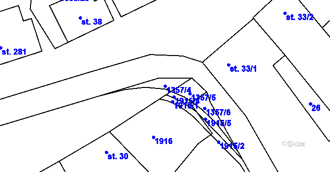 Parcela st. 1357/4 v KÚ Malé Hradisko, Katastrální mapa