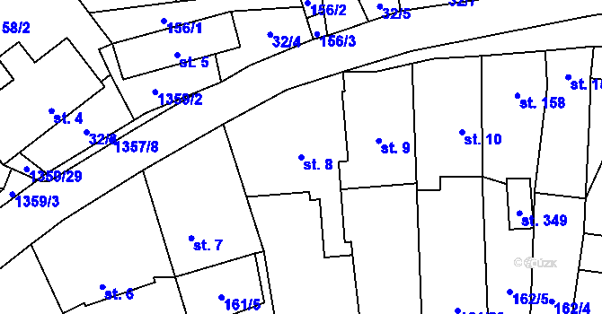 Parcela st. 8 v KÚ Malé Hradisko, Katastrální mapa