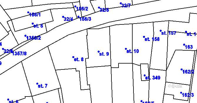 Parcela st. 9 v KÚ Malé Hradisko, Katastrální mapa