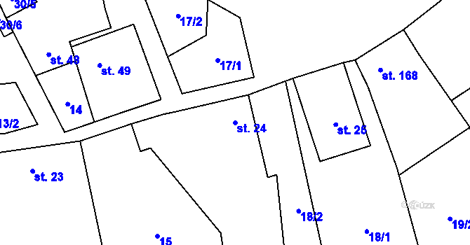 Parcela st. 24 v KÚ Malé Hradisko, Katastrální mapa