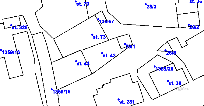 Parcela st. 42 v KÚ Malé Hradisko, Katastrální mapa