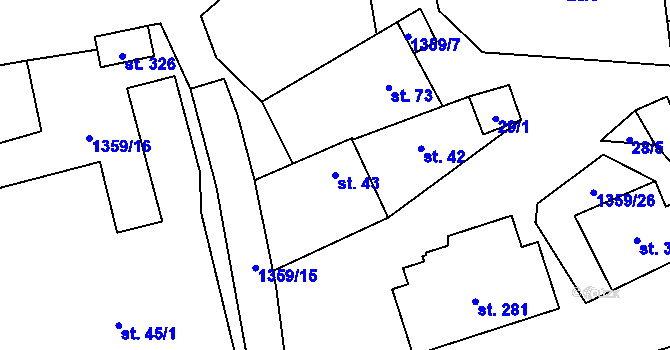 Parcela st. 43 v KÚ Malé Hradisko, Katastrální mapa