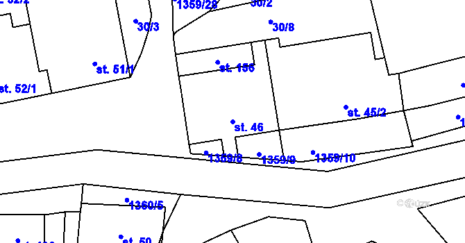 Parcela st. 46 v KÚ Malé Hradisko, Katastrální mapa