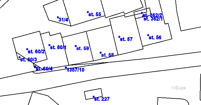 Parcela st. 58 v KÚ Malé Hradisko, Katastrální mapa