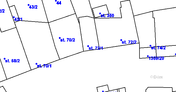 Parcela st. 72/1 v KÚ Malé Hradisko, Katastrální mapa