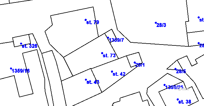 Parcela st. 73 v KÚ Malé Hradisko, Katastrální mapa