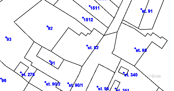 Parcela st. 92 v KÚ Malé Hradisko, Katastrální mapa
