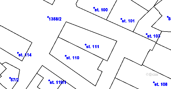 Parcela st. 111 v KÚ Malé Hradisko, Katastrální mapa