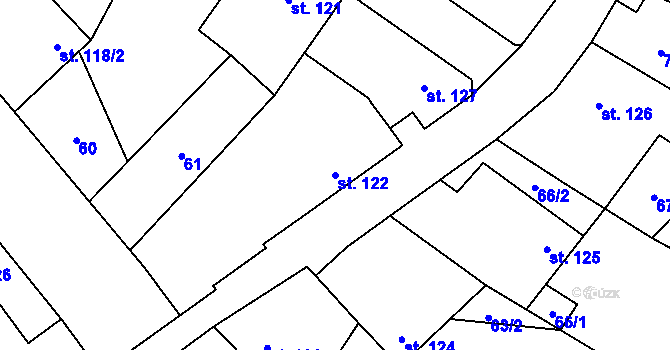 Parcela st. 122 v KÚ Malé Hradisko, Katastrální mapa