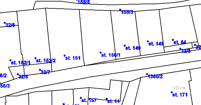 Parcela st. 150/1 v KÚ Malé Hradisko, Katastrální mapa