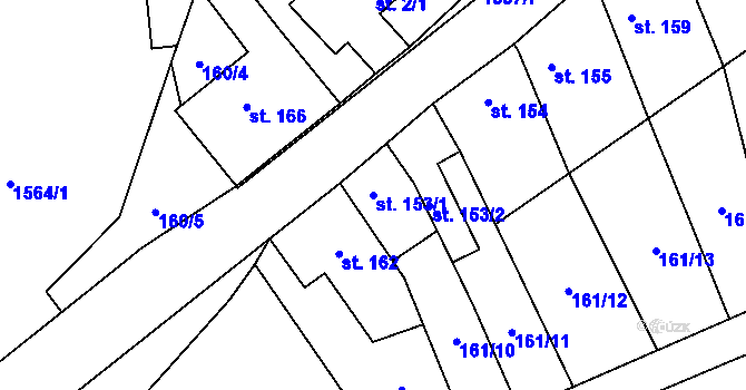 Parcela st. 153/1 v KÚ Malé Hradisko, Katastrální mapa