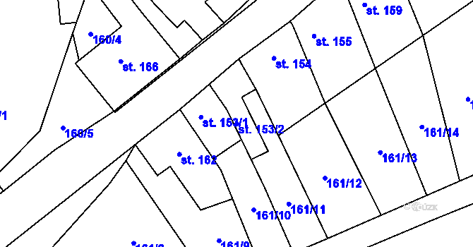 Parcela st. 153/2 v KÚ Malé Hradisko, Katastrální mapa