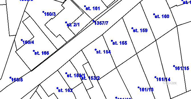 Parcela st. 154 v KÚ Malé Hradisko, Katastrální mapa