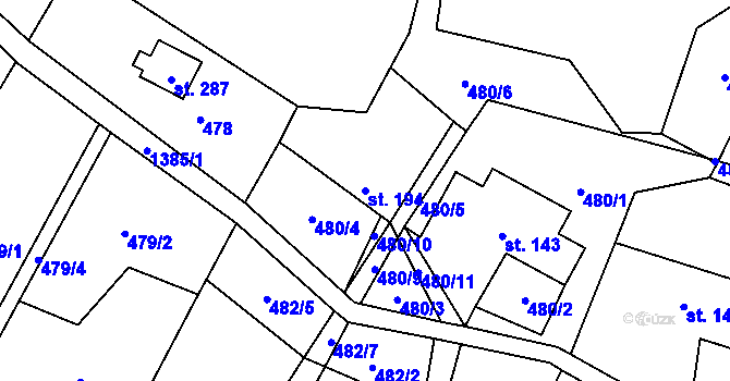Parcela st. 194 v KÚ Malé Hradisko, Katastrální mapa