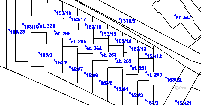 Parcela st. 263 v KÚ Malé Hradisko, Katastrální mapa