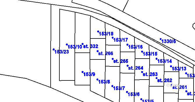 Parcela st. 266 v KÚ Malé Hradisko, Katastrální mapa
