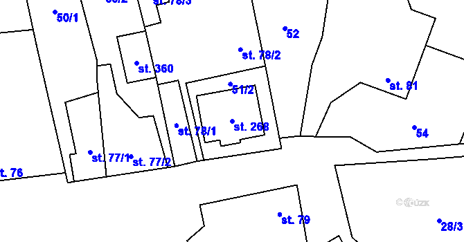 Parcela st. 268 v KÚ Malé Hradisko, Katastrální mapa