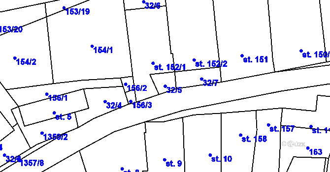 Parcela st. 32/5 v KÚ Malé Hradisko, Katastrální mapa