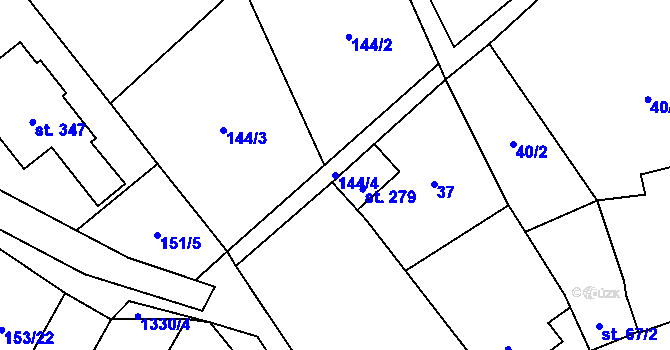 Parcela st. 144/4 v KÚ Malé Hradisko, Katastrální mapa