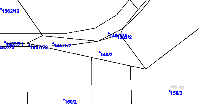 Parcela st. 148/2 v KÚ Malé Hradisko, Katastrální mapa