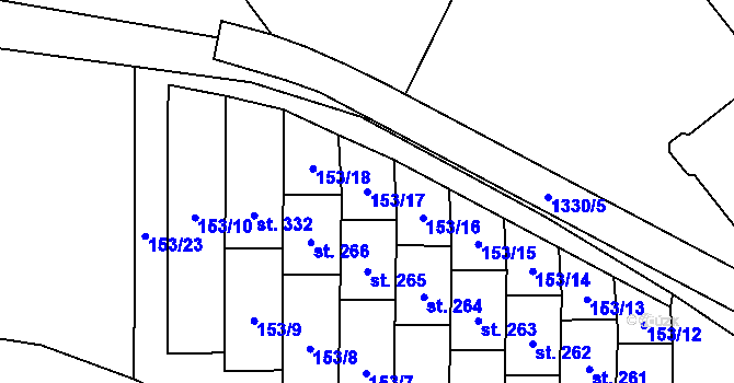 Parcela st. 153/17 v KÚ Malé Hradisko, Katastrální mapa