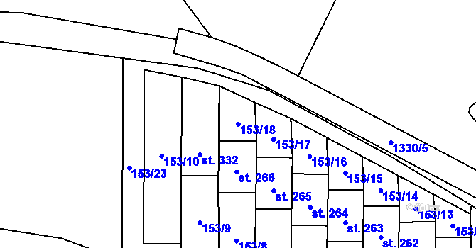 Parcela st. 153/18 v KÚ Malé Hradisko, Katastrální mapa