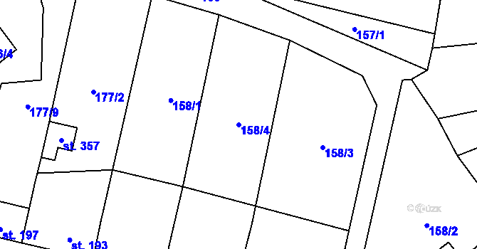 Parcela st. 158/4 v KÚ Malé Hradisko, Katastrální mapa