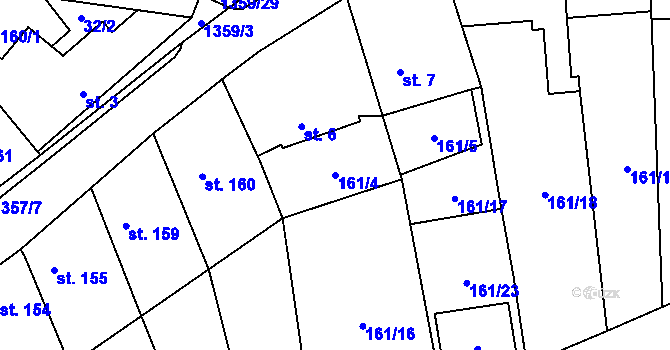 Parcela st. 161/4 v KÚ Malé Hradisko, Katastrální mapa