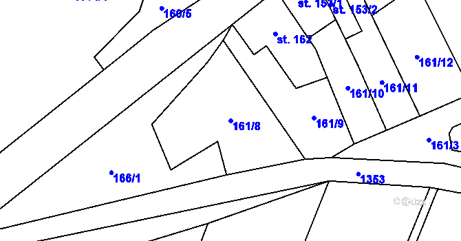 Parcela st. 161/8 v KÚ Malé Hradisko, Katastrální mapa