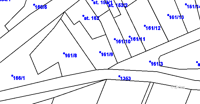Parcela st. 161/9 v KÚ Malé Hradisko, Katastrální mapa