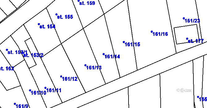 Parcela st. 161/14 v KÚ Malé Hradisko, Katastrální mapa